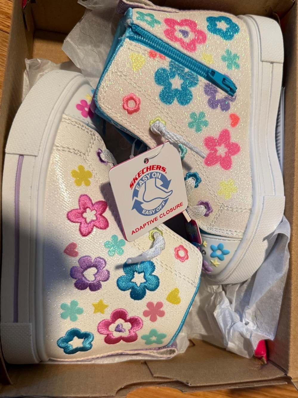 Skechers Girls' light up white High-Top Sneakers